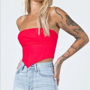 red corset top